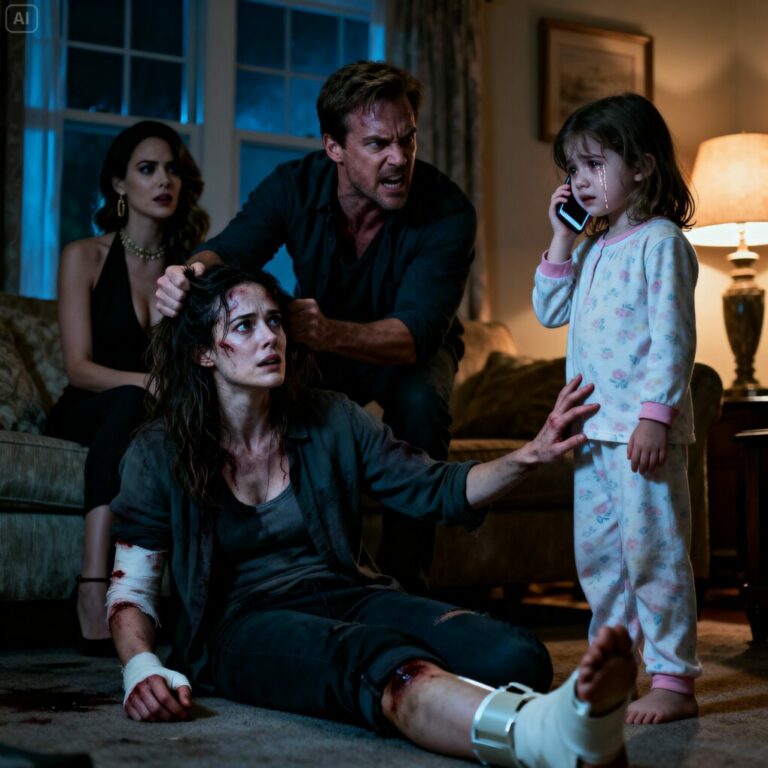 WHEN MY HUSBAND GRABBED ME BY THE HAIR AND BROKE MY LEG, I MADE A SIGNAL TO MY 4 YEAR-OLD DAUGHTER. SHE DIALED THE SECRET NUMBER: “GRANDPA, MOM LOOKS LIKE SHE’S GOING TO DIE!”