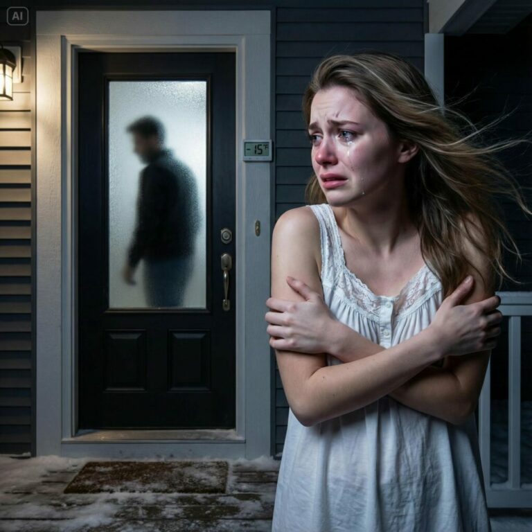 He yelled, “Then go to your parents hope you don’t freeze!” and locked me outside in the middle of winter wearing only my nightgown. I was about to break the window when our elderly neighbor came out and said, “My son is your husband’s boss. Stay with me tomorrow he’ll be begging.”