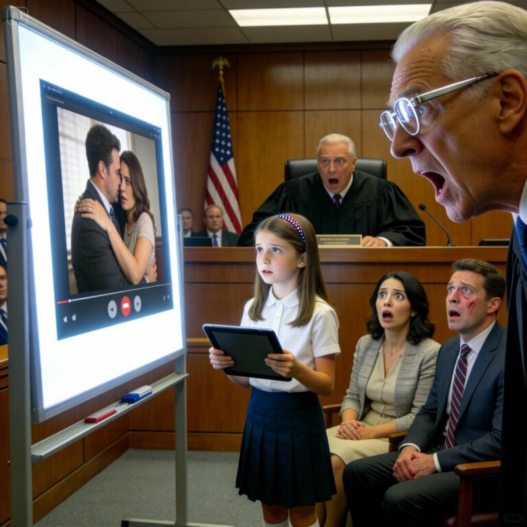 My husband files for divorce, and my 10-year old daughter asks the judge: “May I show you something that Mom doesn’t know about, Your Honor?” The judge nodded. When the video started, the entire courtroom froze in silence.