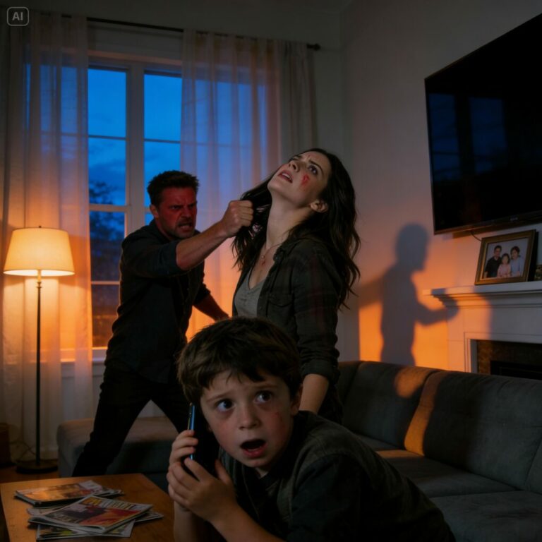 When my husband yanked my hair and snapped my arm, I caught my son’s eyes and gave the tiniest nod. My five-year-old grabbed the phone with trembling hands and dialed the secret number. “Grandpa… Dad is hurting Mommy!” he cried. On the other end, there was a sharp inhale, a rustle, and then a low, trembling voice: “Stay where you are. I’m coming.” And that was when everything truly began.