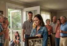 At the family gathering, my 7-year-old adopted daughter was pushed out of the photo frame: “She’s not real family, don’t let her be in the picture.” She sat and cried quietly the entire night, even with her father holding her close. When I found out, I didn’t scream. I simply stood up and did one single thing. Three hours later, the whole family was in chaos…