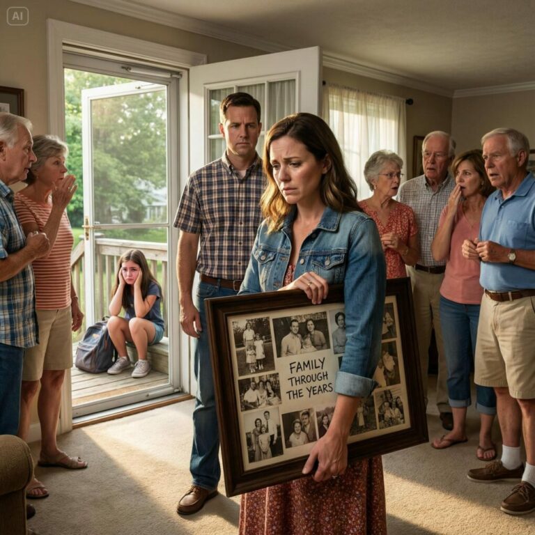 En la reunión familiar, apartaron a mi hija adoptiva de 7 años de la foto: “Ella no es familia de verdad, que no salga en la imagen”. Pasó toda la noche sentada, llorando en silencio, incluso mientras su padre la abrazaba. Cuando me enteré, no grité. Simplemente me levanté e hice una sola cosa. Tres horas después, toda la familia estaba sumida en el caos…