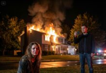 i woke up to a house full of flames. every door was locked tight! desperate, i smashed a window and leaped to safety. but the real horror wasn’t the fire—it was seeing my husband standing outside, calm and cold, filming the entire tragedy on his phone. he planned it all…