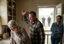 Me negué a darle a mi hijo el dinero de mi granja. Él me abofeteó y gritó: “¡Saquen a esta vieja bruja de aquí!”. Mi nuera aplaudió. Temblando, fui a mi habitación. Diez minutos después, sonó el timbre. Cuando vio quién estaba allí, cayó de rodillas, llorando y suplicando perdón…