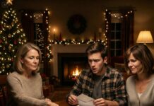 I invited my son and his wife to Christmas dinner. I surprised him with a BMW and gave her a designer purse. Then my son smirked: “Mom, my wife told me to teach you a lesson. No gifts for you.” My daughter-in-law sat smiling at my humiliation. I slowly pulled out an envelope: “Good. Then I have one more gift for you both.” The moment he opened it, his hands started shaking.