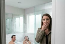 I came home at noon. The bathroom door was slightly open… and I heard familiar laughter. As I walked closer, I saw my fiancé sitting in the bathtub with my own sister. I didn’t scream. I simply locked the door, took out my phone, and called her husband: “Come over right now. There’s something… you need to see.”