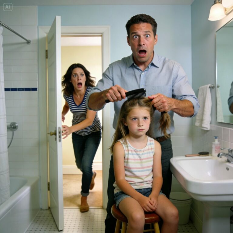 Mi esposo estaba peinando el cabello de nuestra hija de ocho años cuando, de pronto, se quedó paralizado. «Ven aquí… ahora», susurró, con la voz temblorosa. Al separar su cabello para revisar algo en el cuero cabelludo, todo el color desapareció de su rostro.