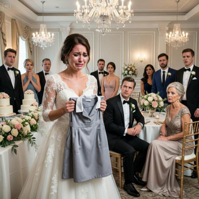 En la boda de mi hija, su suegra le entregó una caja de regalo. Cuando mi hija la abrió, encontró dentro un uniforme de empleada doméstica. Mi yerno sonrió y comentó: “Justo lo que necesitará en casa”. Los ojos de mi hija se llenaron de lágrimas y comenzó a temblar. Yo me levanté silenciosamente de mi asiento y dije: “Bien, veamos ahora el regalo que tengo para ustedes”. Cuando mi hija abrió mi caja, las expresiones en sus rostros se transformaron en una absoluta conmoción.