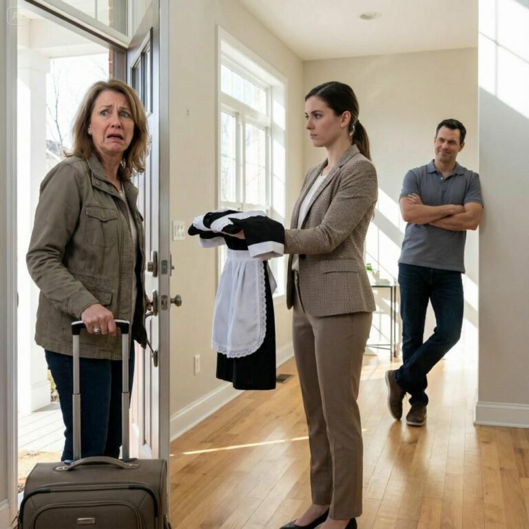 Después de quedarme en bancarrota, me mudé a vivir con mi hijo. El primer día, su esposa me entregó un uniforme de sirvienta. “Póntelo”, ordenó. Mi hijo añadió: “Obedécela y agradece que tienes un techo.” Hice mis maletas y desaparecí. Seis meses después, se les cayó la mandíbula al verme en la televisión ganando un premio de 3 millones de dólares…