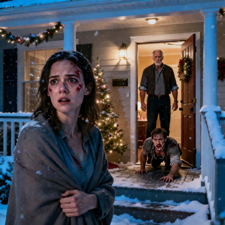 Pensé que la Navidad sería tranquila, hasta que mi suegro se quedó mirando fijamente los moretones de mi cara y me preguntó en voz baja: —Emily… ¿quién te hizo esto?  Antes de que pudiera mentir, mi esposo se echó a reír. —Yo. Le di una lección. La necesitaba.  La habitación quedó completamente en silencio. Entonces Richard se arremangó despacio y se acercó a mí. Me susurró con voz firme: —Sal afuera. Cierra la puerta.  Diez minutos después, mi marido salió arrastrándose… y supe que mi vida estaba a punto de cambiar para siempre.