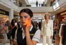 I still hear the sound of her slap echoing through the store. My cheek burned as she hissed, “Know your place.” People stared. Phones were raised. I thought my life was over right there—until a calm voice behind me said, “Touch my wife again and you’ll regret it.” I turned around… and realized the universe had just changed its mind about me.