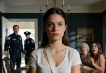 En la cena familiar estaba sentada allí con el brazo roto, sin poder siquiera comer. Mi suegra dijo: “Mi hijo le dio una lección”. Y su hermana presumió: “Ella pensó que mandaba”. Yo solo sonreí. Treinta minutos después, sonó el timbre y él descubrió quién realmente manda en esta casa.