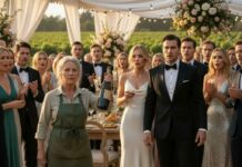 I stood there, dirt under my fingernails, as my own son gestured toward me with a smirk. ‘Ignore her,’ he whispered to his wealthy fiancée, ‘she’s just the hired gardener.’ My heart shattered, but I didn’t say a word. Instead, I watched her pour a glass of my $10,000 vintage 1945 Reserve. As she took that first expensive sip, I finally stepped into the light. ‘I hope you enjoyed that, darling,’ I smiled coldly, ‘because that bottle costs more than your entire wedding… and it’s the last thing you’ll ever drink on my property