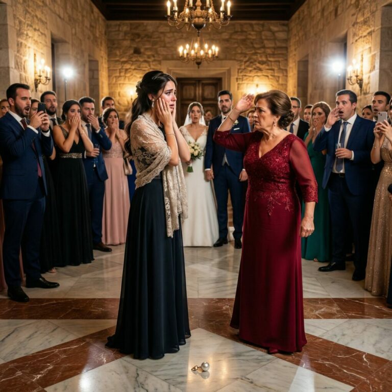 En la boda de mi hermana, mi madre sonrió con dulzura y dijo: —Entrégale la casa como regalo de bodas. Dale las llaves de tu ático.  Delante de cincuenta invitados, dije que no. Ella me dio una bofetada tan fuerte que mi pendiente salió volando y se deslizó por el suelo. Jadeos. Risas nerviosas. Salí al exterior, hice una llamada y solo dije: —Es el momento.  Una hora después, un hombre entró al salón de la recepción. Mi madre se quedó paralizada y luego gritó: —¿¡Por qué está él aquí!?  Y fue entonces cuando la boda realmente comenzó.