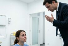 «¡ELIGE CÓMO PAGAS O LÁRGATE!» Mi hermanastro gritó mientras yo estaba sentada en el consultorio de la ginecóloga, con las suturas todavía recientes. Dije que no… entonces me abofeteó con tanta fuerza que caí al suelo, un dolor agudo me atravesó las costillas. Se burló con desprecio y dijo: «¿Te crees demasiado buena para eso?»