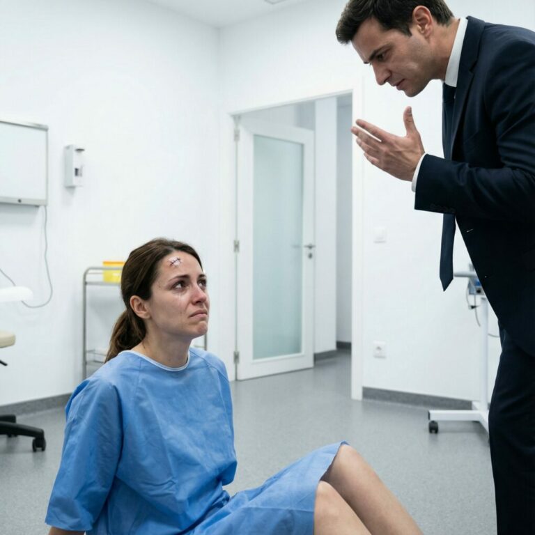 «¡ELIGE CÓMO PAGAS O LÁRGATE!» Mi hermanastro gritó mientras yo estaba sentada en el consultorio de la ginecóloga, con las suturas todavía recientes. Dije que no… entonces me abofeteó con tanta fuerza que caí al suelo, un dolor agudo me atravesó las costillas. Se burló con desprecio y dijo: «¿Te crees demasiado buena para eso?»