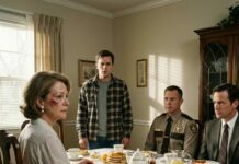 My son hit me last night and I stayed quiet. This morning, I laid out my lace tablecloth, baked a full Southern breakfast, and set the good china like it was Christmas. He came downstairs, saw the biscuits and grits, smirked, and said, “So you finally learned,” but his face changed the second he saw who was sitting at my table.