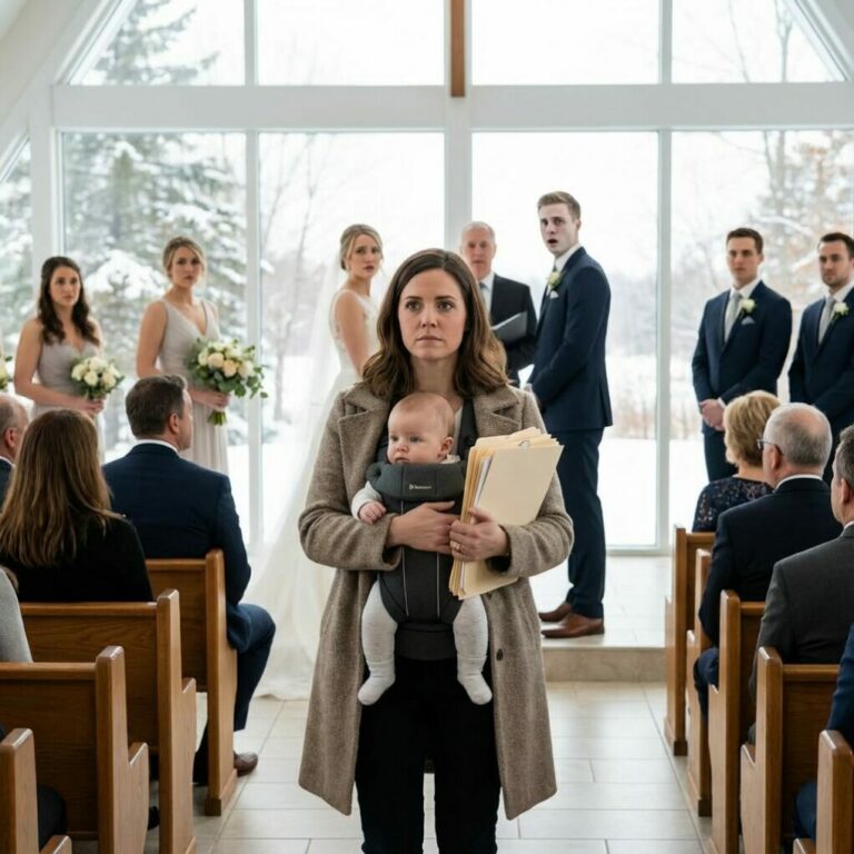Six Weeks After My Husband Left Me And Our Newborn In A Snowstorm, I Walked Into His Wedding Holding The One Thing He Never Thought I’d Have