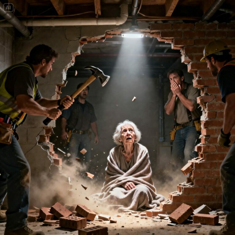 I remember my daughter’s voice trembling as she sealed the last brick. “I’m sorry, Mom… this is for the best.” Darkness swallowed me for ten years, counting heartbeats instead of days. Tonight, I press my fingers to the cold wall and whisper, “I’m still here.” Above me, footsteps freeze. Then—one sharp knock on the door. Who do you think is knocking?