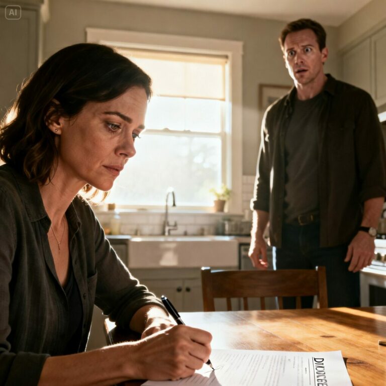 Mi esposo dejó los papeles del divorcio sobre la mesa con una sonrisa y dijo: «Acepta a mi amante, o nos separamos». Yo firmé los documentos sin dudarlo. Mi esposo se puso pálido: «No, espera… lo entendiste mal…».