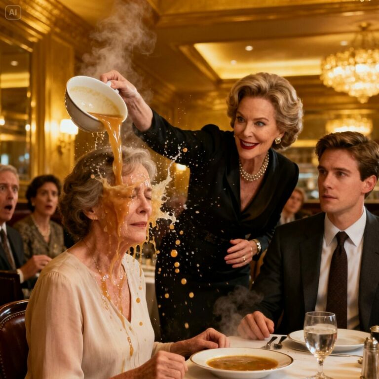 At dinner, my son’s mother-in-law threw hot soup in my face and smiled: “That’s what you deserve!…