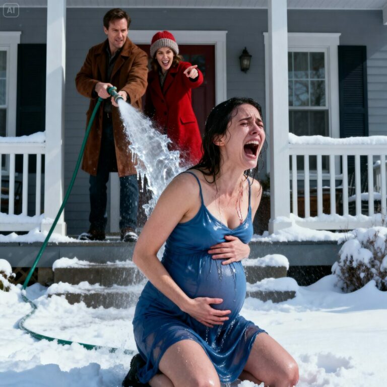 Mi esposo maltratador me obligó, con siete meses de embarazo, a ducharme bajo el grifo exterior en pleno frío glacial. Estaba seguro de que su crueldad pasaría desapercibida. Pero no sabía que mi padre es multimillonario… y el castigo apenas estaba comenzando.