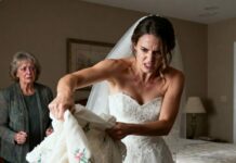 I stayed up all night for six months sewing my daughter’s wedding dress. When I gave it to her, she said, ‘It’s a dress for the poor!’ and threw it straight into the trash. I was silent. But on the wedding day, when I walked into the hall, she almost fainted when she saw it…