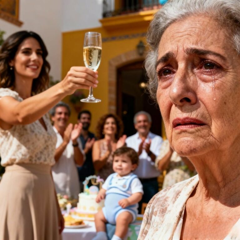 Nunca olvidaré ese brindis. Mi propia hija levantó la copa y dijo: “Esta es la mujer que desearía que me hubiera criado. La única y verdadera abuela de mi hijo.” Yo sonreí, por orgullo… y por vergüenza. Nadie notó cuando me fui. Esa noche escribí todo en silencio. A la mañana siguiente, algo llegó a su puerta. Y ahí empezó la caída.