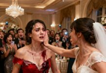 “I raised you. I fed you. I gave up my future for you,” I whispered, my voice shaking. She laughed, lifted her hand, and slapped me in front of everyone. “Get her out,” my sister said coldly. Security grabbed my arms as guests recorded. Then someone behind me said quietly, “Let go of my wife.” That was the moment everything changed—and they realized who I really was.