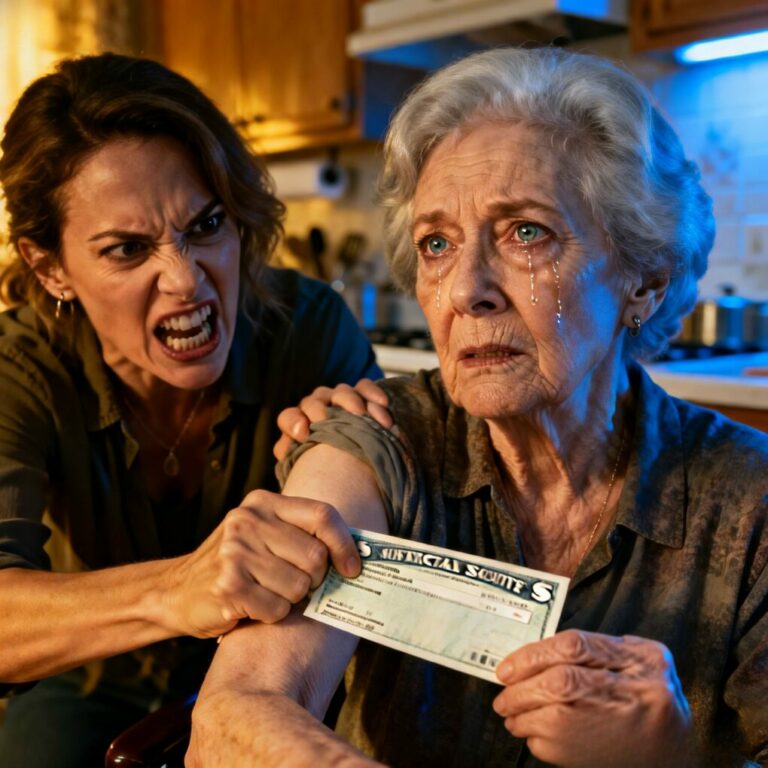 Give me the check, you useless old woman!” my daughter hissed, her fingers bruising my wrist. I looked into her eyes—eyes I once sang lullabies to—and saw only greed. I didn’t scream. I didn’t fight. I simply waited for the morning sun. When the sirens finally wailed outside our door, she smirked at me, thinking I was the one in trouble. She had no idea that some silences are deadlier than screams