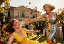 I froze as whispers rippled through the garden. “She’s been chasing him for months!” someone murmured. Catherine’s eyes locked on me, fury blazing. “Do you think you can just steal my fiancé?” she spat. My pulse raced, my face burned—not from guilt, but from disbelief. And then her hand struck me. The slap echoed across the roses, stopping every conversation. I never imagined one misunderstanding could reveal secrets that would shake our lives to the core.