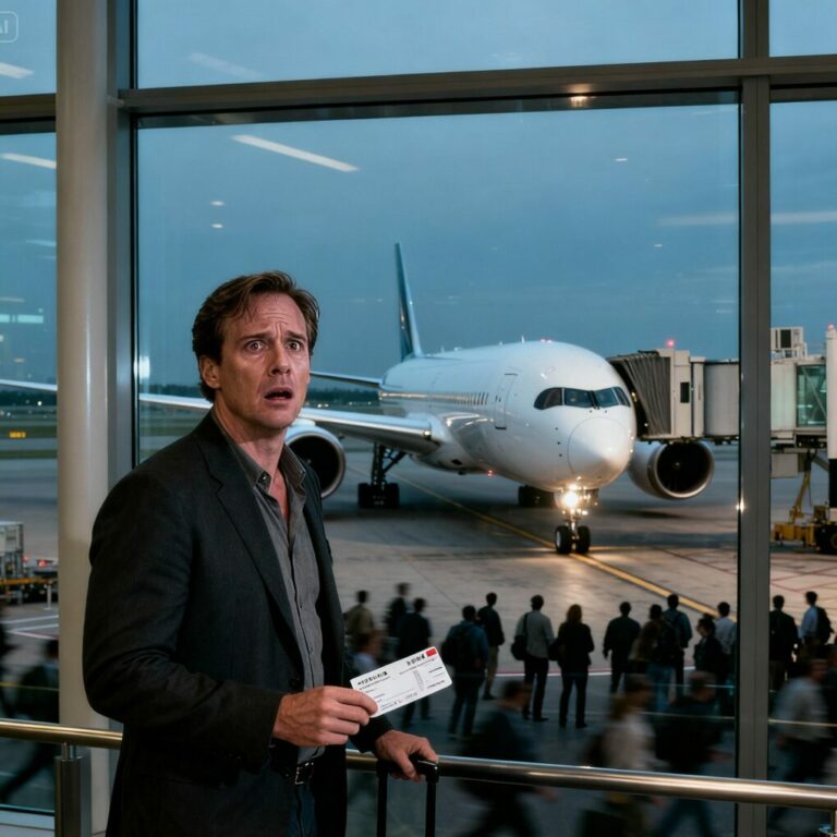 “I’m sorry, sir. Your ticket has been canceled.” I laughed. “That’s impossible. My wife is already on the plane.” The gate agent looked at me with pity. “Your wife canceled it herself. Fifteen minutes ago.” Through the glass, I watched her plane pull away. No phone. No money. No way home. That was the moment I realized—this wasn’t just a fight. It was an execution.