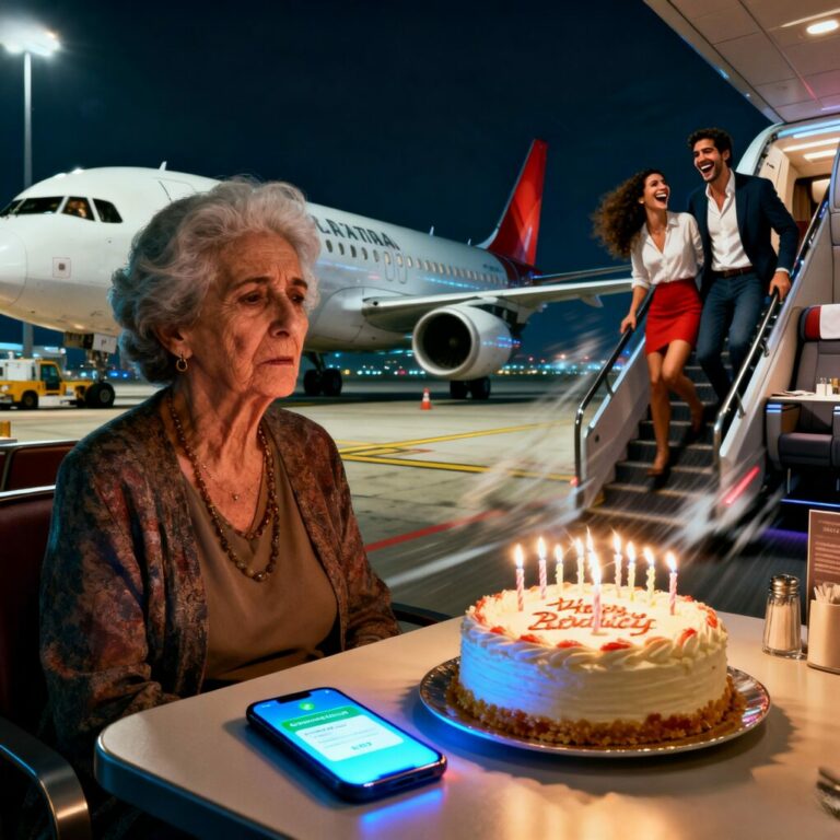 Nunca olvidaré el momento en que mi hijo dijo en voz alta, delante de todos: “Mamá, tú entiendes… primera clase es para nosotros.” Me quedé en silencio, con el móvil en la mano, viendo la notificación del banco: mi tarjeta había pagado sus billetes. Era mi cumpleaños. Ellos volaban de lujo. Yo cenaba sola. Lo que hice después arruinó sus vacaciones… y cambió nuestra relación para siempre.