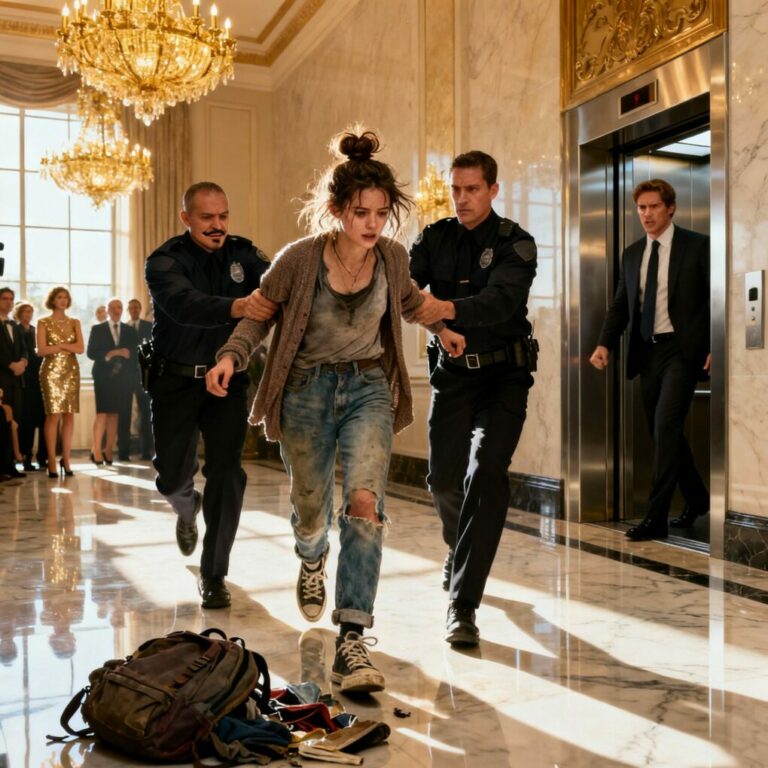 “They’re dragging me across the marble lobby like I’m a criminal,” I whispered, panic rising. “This is my husband’s hotel! Let me explain!” The guards ignored me, and Patricia, the manager, smirked like this was entertainment. Then the elevator doors opened, and his eyes met mine—Ethan. His voice cut through the chaos: ‘Stop. Now.’ Everything froze. I realized right then, what they thought was power… was about to vanish.