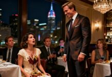 I was still wiping food off my dress when he leaned closer and whispered, “You’re nothing. You never were.” The entire restaurant was silent. My hands were shaking. Then my husband’s voice cut through the room: “Say that again.” Everyone turned. That was the moment I realized—this night wasn’t going to destroy me. It was about to destroy him.