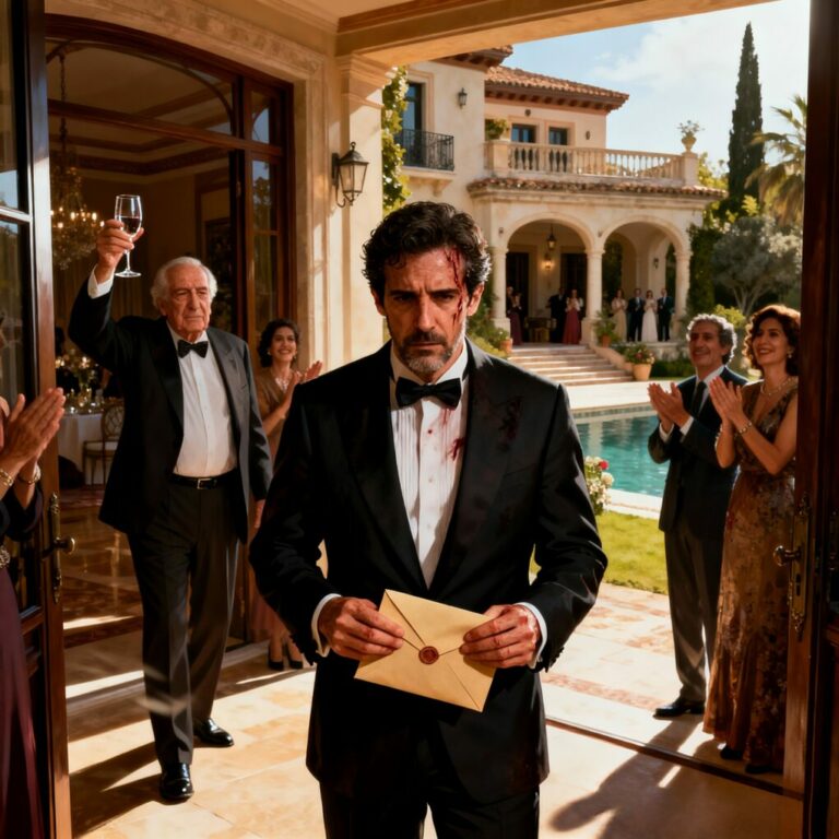 “Nunca mereciste nada”, dijo mi padre, de pie, con la copa en alto, delante de toda la familia. Mis hermanos sonrieron. Alguien aplaudió. Yo sentí cómo el silencio me atravesaba el pecho. Ochenta años celebrados con millones, y a mí me dejó solo desprecio. Me levanté sin decir una palabra. Justo al salir, un abogado anciano me tocó el brazo y susurró: “Esto no es para ellos”. Dentro del sobre, la primera línea cambió todo…