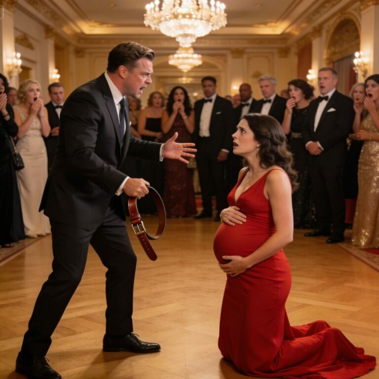 “I can’t believe this is happening… right here, in front of everyone,” I whispered, my hands trembling. Harrison raised his belt, his eyes cold. “You’ll pay for lying to my family,” he snarled. The crowd gasped and laughed. Strike after strike hit my back, and I clutched my belly, praying my baby would survive. Then, the doors crashed open, and a calm, furious voice boomed: “Stop. You will not touch her again.” I looked up—and froze.