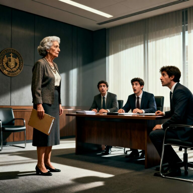 Nunca olvidaré el silencio de esa sala. Mi propio hijo me miró como si yo fuera un estorbo y dijo: “Mamá, firma y acabemos con esto.” Los abogados ya tenían los papeles preparados, como si mi opinión no importara. Sentí la humillación quemándome la garganta. Sonreí despacio y respondí: “Qué curioso… yo también he traído a alguien.” Lo que pasó después cambió todo.