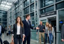 At the airport, Dad said: ‘She can’t even afford economy.’ My step-sister laughed as they boarded first class. I waited quietly—until a man in uniform said, ‘Your jet’s ready, ma’am.’ The entire platform froze. The sound of rolling suitcases echoed through Terminal 3, a drumbeat of judgment.