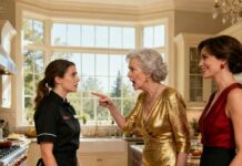 I stood in the kitchen, soap bubbles on my hands, listening to the laughter of guests above. “Can someone get me a fresh glass? This is unacceptable!” shouted a woman I barely recognized. I smiled politely, my heart racing. Little did they know, I wasn’t just a server—I was the lady of this mansion. And tonight, they were about to learn a lesson they’d never forget. How far would you go if no one saw the real you?