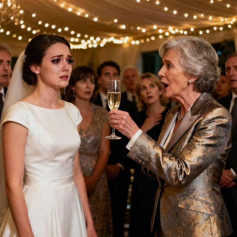 “She’s just a waitress,” my mother-in-law said loudly, staring straight at me. I felt tears burn my eyes as whispers spread across the room. Then my husband stood up and said calmly, “You’re right. She is. And that’s exactly why I married her.” What he said next turned my wedding into absolute chaos.