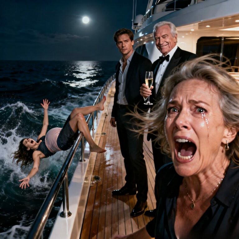 I watched the black water swallow my pregnant daughter as they laughed on the deck. “Relax,” my son-in-law shouted, raising his glass. “She’ll float.” I screamed until my throat burned, but the yacht’s engine roared away. Three hours later, the Coast Guard pulled her out—barely breathing. I dialed my brother with shaking hands and whispered, “It’s time.” That call changed everything.