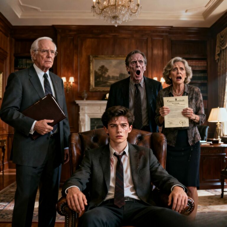 “I stared at the two strangers claiming to be my ‘loving’ parents after 15 years of silence. ‘We’re here to manage our son’s $125 million estate,’ my mother sneered, eyes locked on my grandfather’s mansion. I didn’t say a word. I just nodded to the man entering the room. As my lawyer laid out the restraining orders and the proof of my emancipation, their smiles vanished. ‘Remember me?’ he asked. Suddenly, their faces turned deathly pale. The real game was just beginning.”