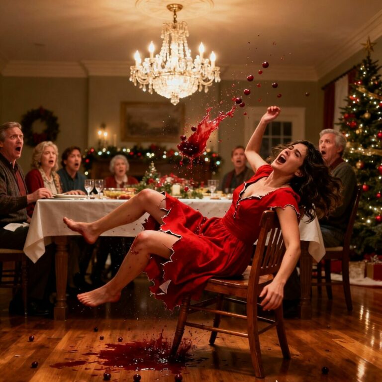 “The sound of my body hitting the floor… I thought that was rock bottom. But then I looked up. Twenty-three people, staring, silent. Not a single hand reached for me. My own mother didn’t move. I whispered, ‘Am I invisible?’ And then I saw it—his unlocked phone, lying there, glowing. That push… that one cruel push… was about to destroy him. If only he knew I’d been waiting for this moment for years.”