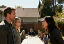 I froze as my cousin-in-law leaned in, her hand brushing Daniel’s arm. “Stephanie… don’t you think he deserves someone ambitious? Someone who can keep up with him?” Her voice was syrupy, venomous. I felt my blood boil, but Daniel just smiled faintly and whispered to me, “Watch this.” Seconds later, two sleek black cars rolled into the driveway, and the men who stepped out carried more than just briefcases—they carried the truth. What she didn’t know was about to humiliate her completely.