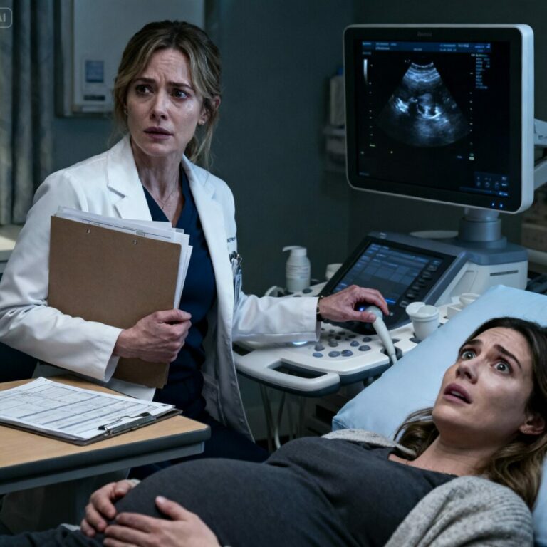 I thought the doctor was about to tell me my baby was dying. Instead, she turned off the ultrasound screen and whispered, “Your child is healthy… but your husband is dangerous.” I laughed. I actually laughed. Then she locked the door, slid a folder across the desk, and said, “If you go home with him tonight, you may lose everything.” That was the moment I realized my marriage was a trap.