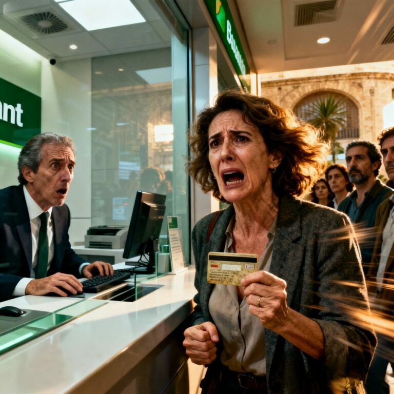 —“¿Está segura de que esta tarjeta es suya?” —preguntó el banquero, pálido, mirando la pantalla. Acababa de perderlo todo tras el divorcio: casa, dignidad, familia política. Fui al banco casi por vergüenza, con la tarjeta antigua que mi padre guardó durante años. Cuando el hombre alzó la voz y la gente empezó a mirarme, supe que algo grave estaba ocurriendo. Y lo que apareció allí cambió todo…