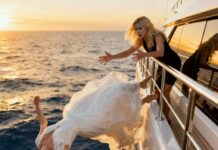 “I can’t swim!” I screamed as my wedding dress dragged me under the ocean. Through the blur of saltwater, I saw my sister-in-law standing at the railing, whispering, “It should have been me.” My lungs burned. My vision faded. Then suddenly, I saw my husband dive straight toward me. Would love reach me before the water took my last breath?