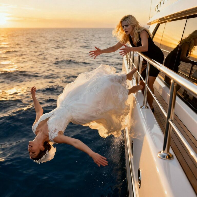 “I can’t swim!” I screamed as my wedding dress dragged me under the ocean. Through the blur of saltwater, I saw my sister-in-law standing at the railing, whispering, “It should have been me.” My lungs burned. My vision faded. Then suddenly, I saw my husband dive straight toward me. Would love reach me before the water took my last breath?