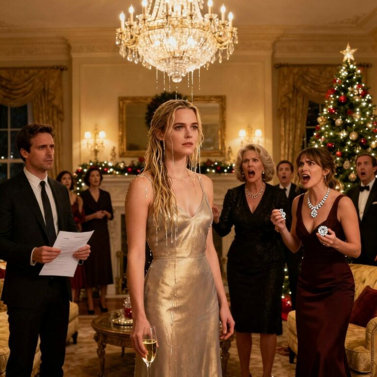 “Christmas morning… he handed me divorce papers and smiled. His mother threw champagne in my face. Rachel, my best friend, held the necklace I gave her, grinning like she’d won. They thought I’d cry, run, disappear quietly. But I looked at them and said, ‘You really think this breaks me?’ And in that moment, I realized… I had the power to turn everything they stole from me into my ultimate revenge.”